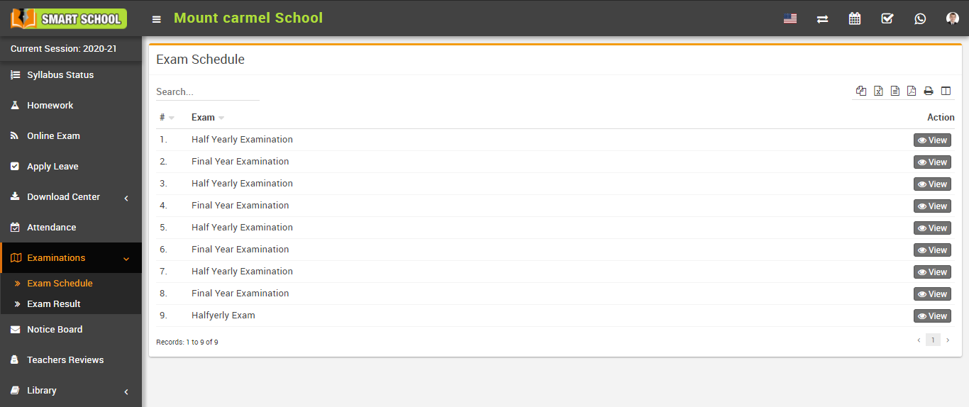 Student-exam schedule