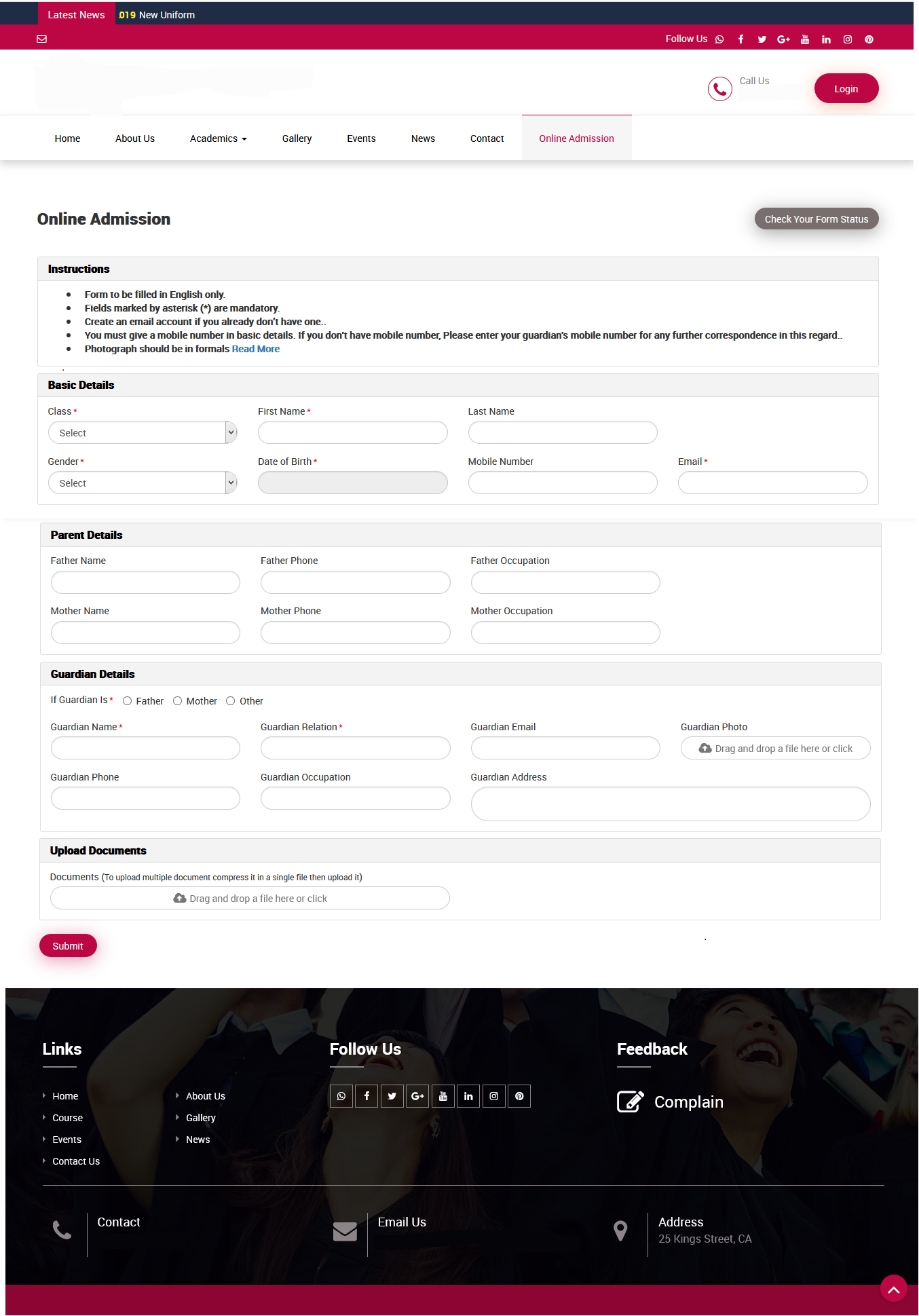 about online admission