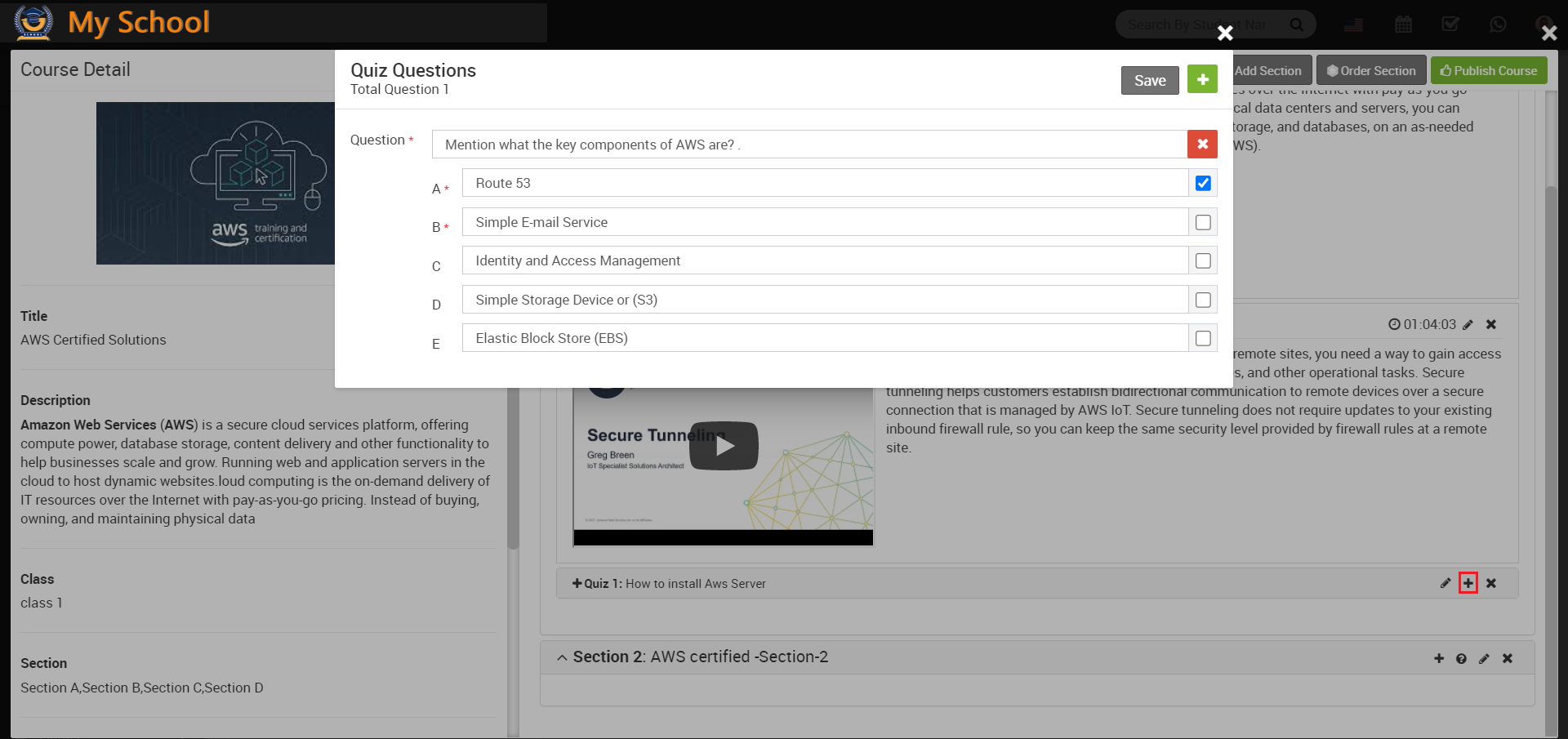 online course add quiz question image